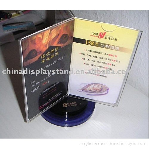 Acrylic Menu Holder With Rotating Base